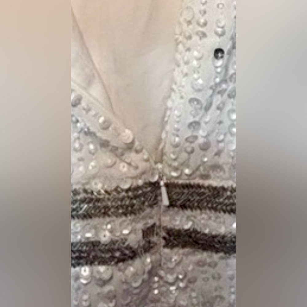 CLEARANCE W/Flaw NWT M.DUGGAL SZ 16 White vertical-sequin sleeveless midi #10509 - Picture 9 of 9